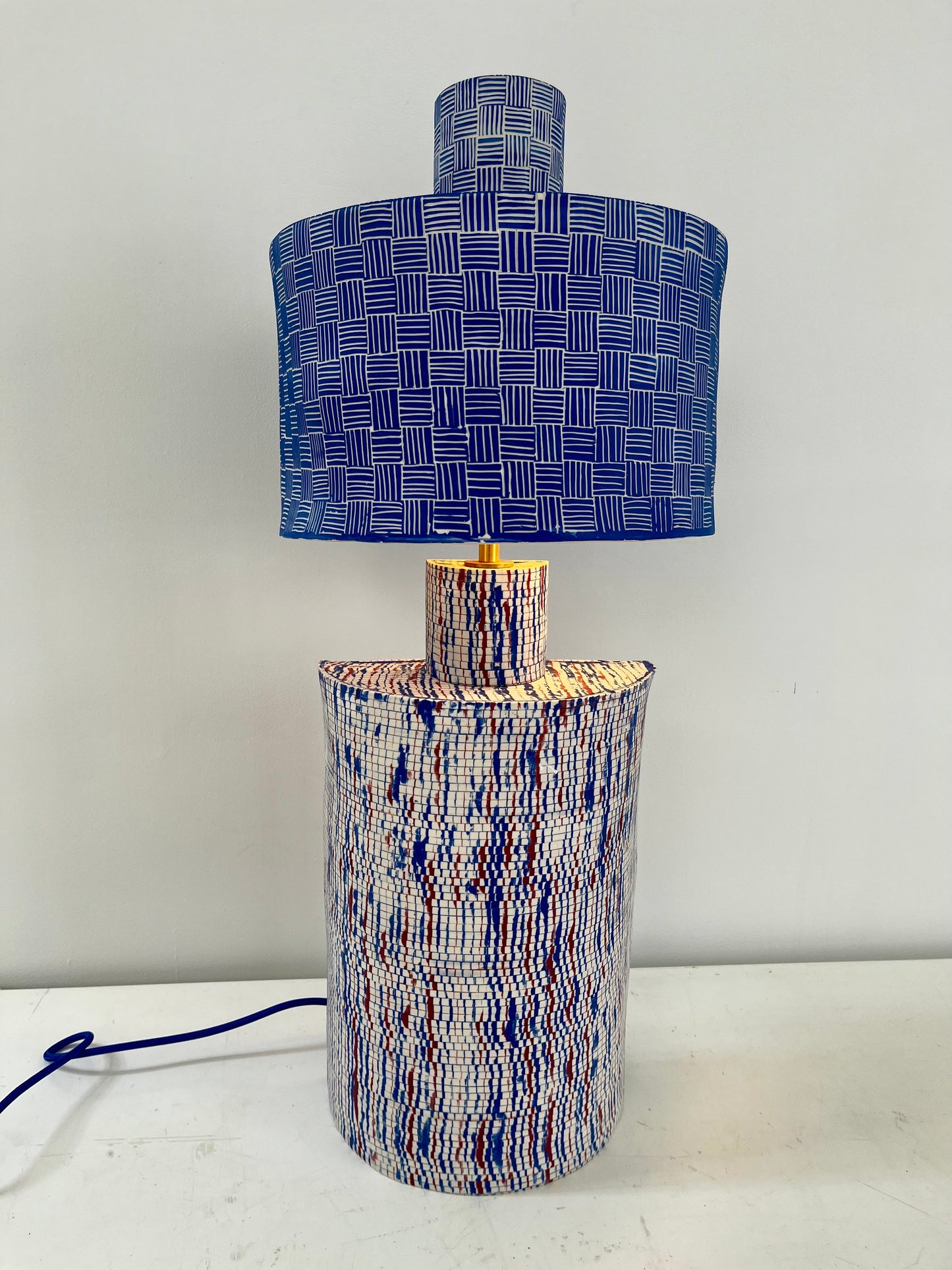 Hand-made Nerikomi Table Lamp - rust designs
