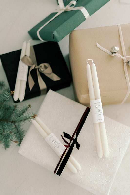 Natural White | Dipped Beeswax Taper Candles
