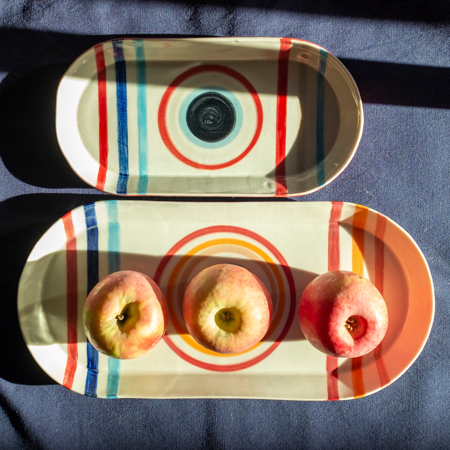 Circle Oval Platter Red and Orange