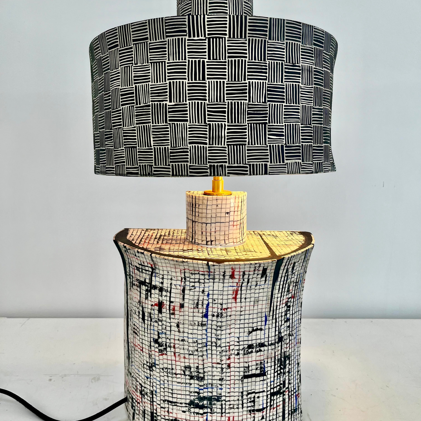 Hand-made Nerikomi Table Lamp - rust designs