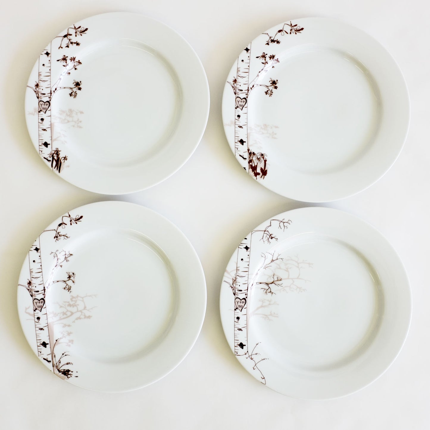 Birch Dessert Plates Set of 4 - rust designs